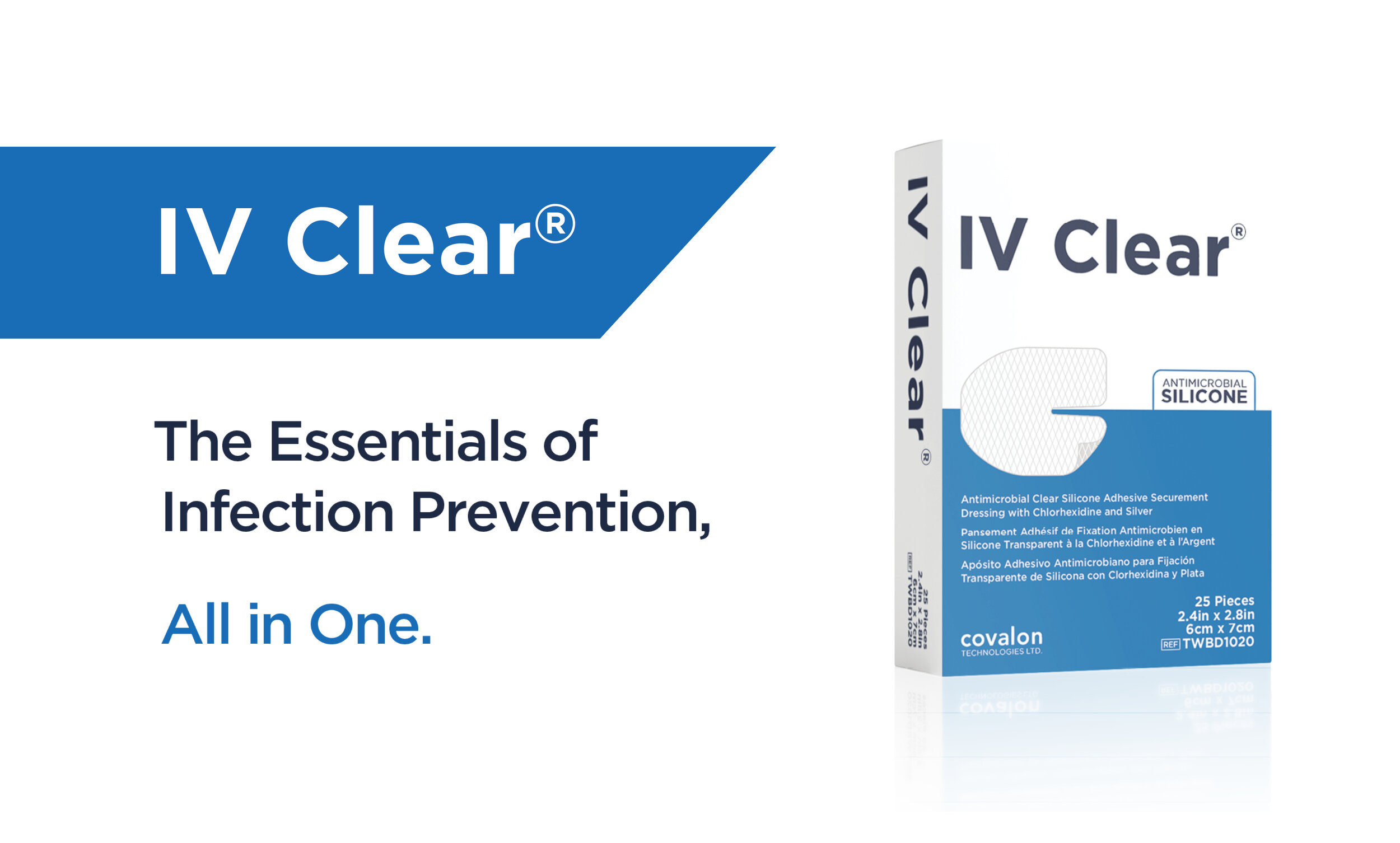 IV Clear Product - Antimicrobial Clear Silicone Adhesive Securement Dressing With Chlorhexidine And Silver